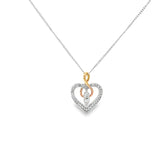 14K TWO TONE COLOR .25CT H SI1  ROUND DIAMOND HEART PENDANT